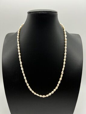 VINTAGE Freshwater Pearl Necklace • Rice Pearls • Sterling Clasp